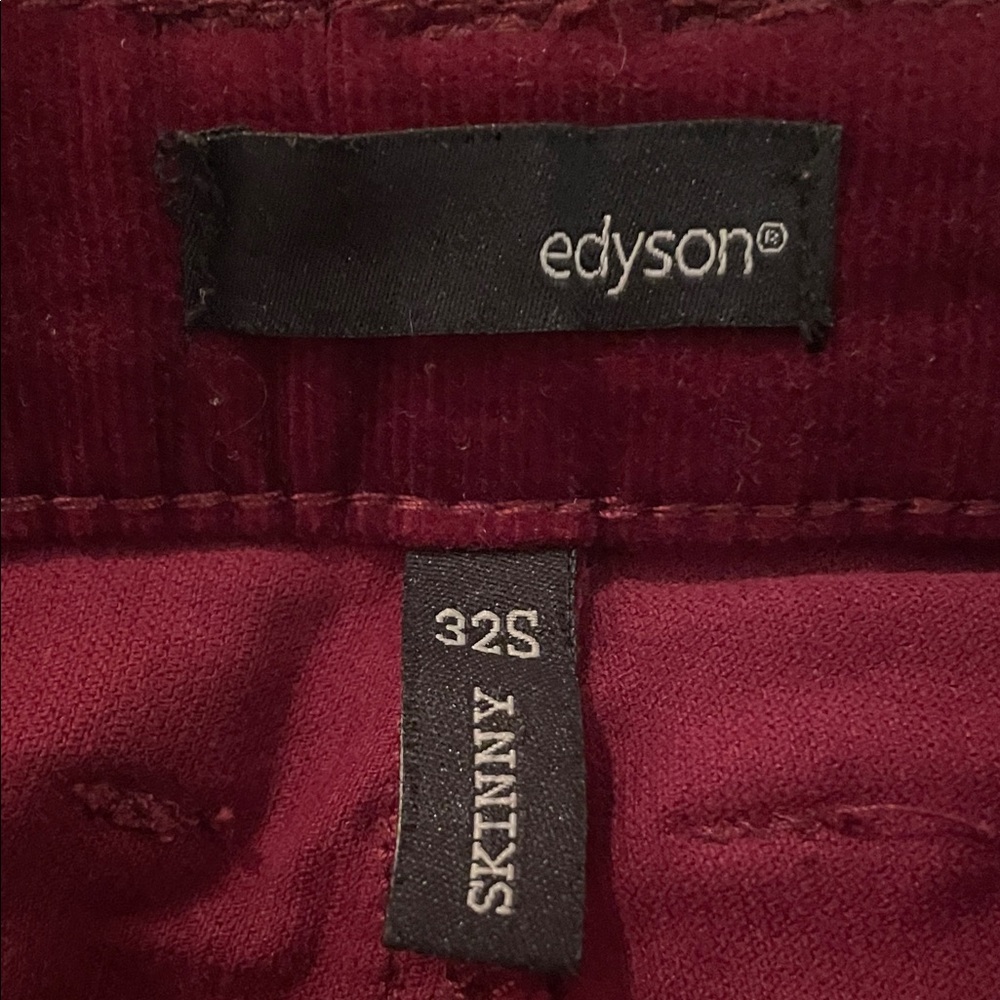 Edyson Deep Red Skinny Coduroy Pants - Picture 2 of 3